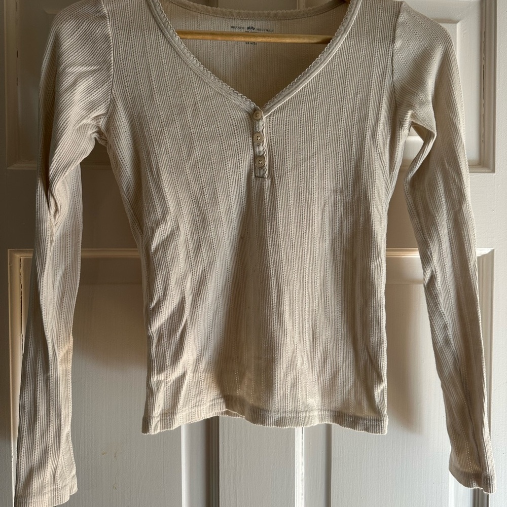 Brandy Melville Beige Ribbed Top